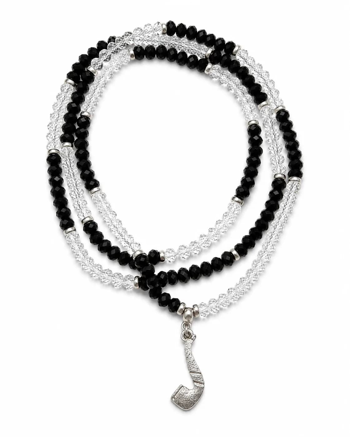 Guia de Cristal Preto e Incolor com Pingente