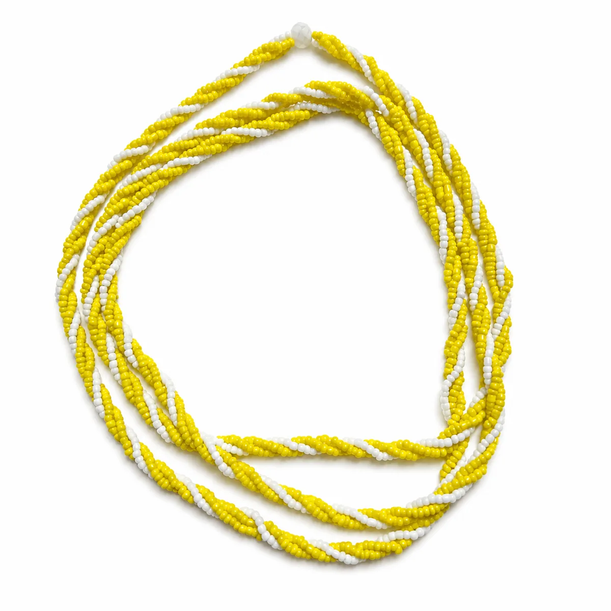 Guia Miçanga Trançada Três Fios Amarelo e Branco