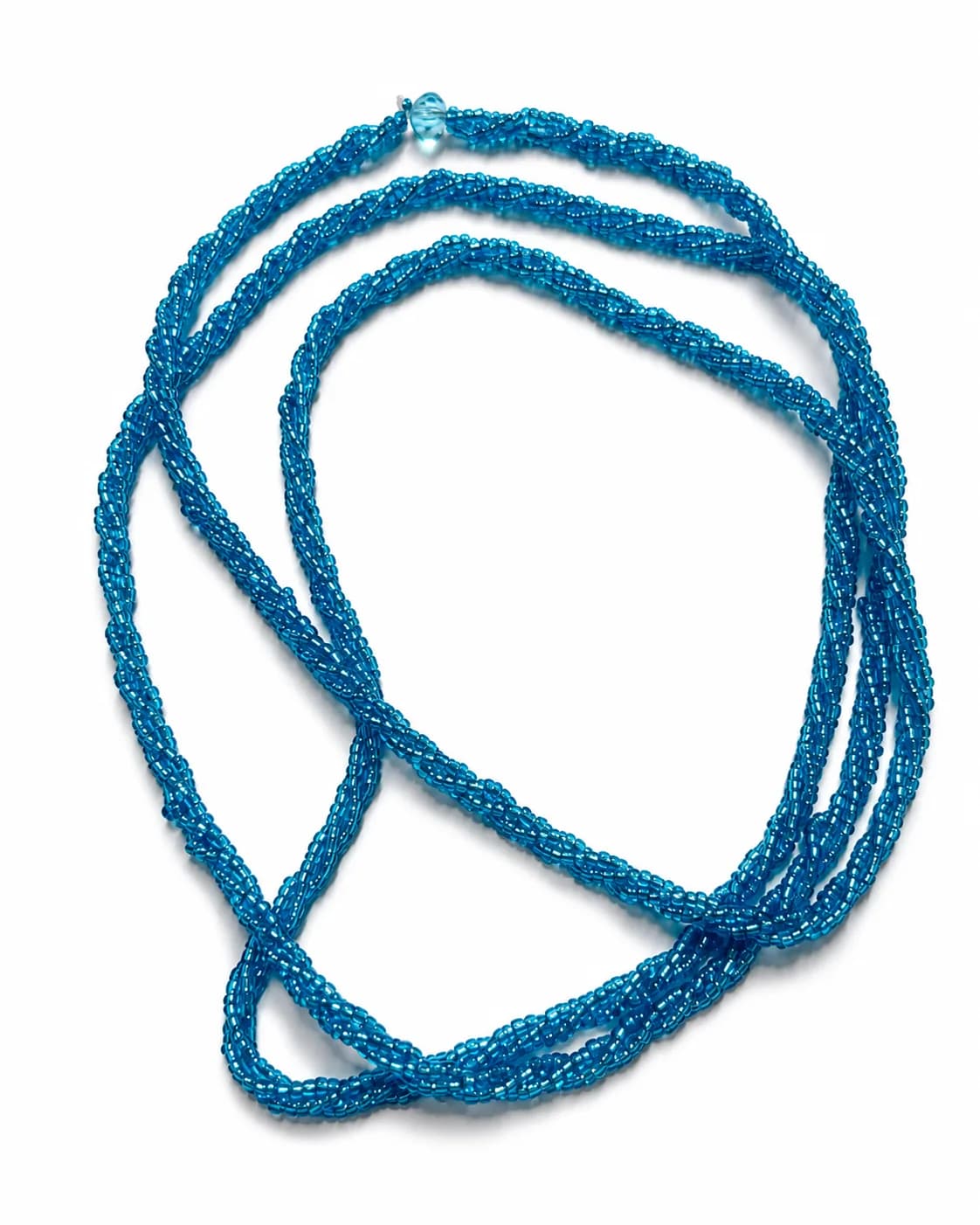 Guia Miçanga Trançada Três Fios Azul Claro