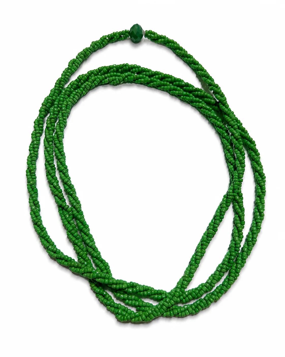 Guia Miçanga Trançada Três Fios Verde