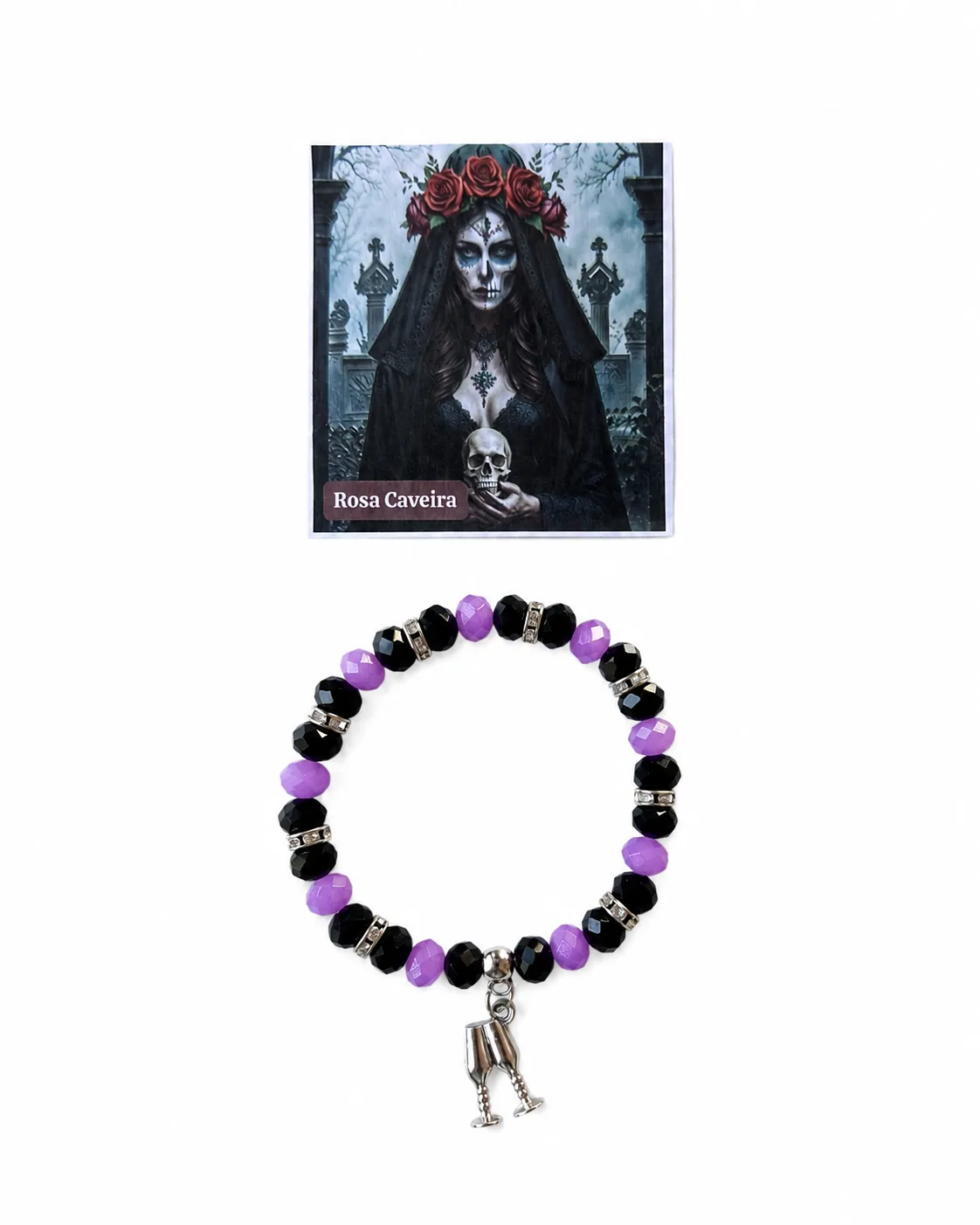 Pulseira Pomba Gira Rosa Caveira