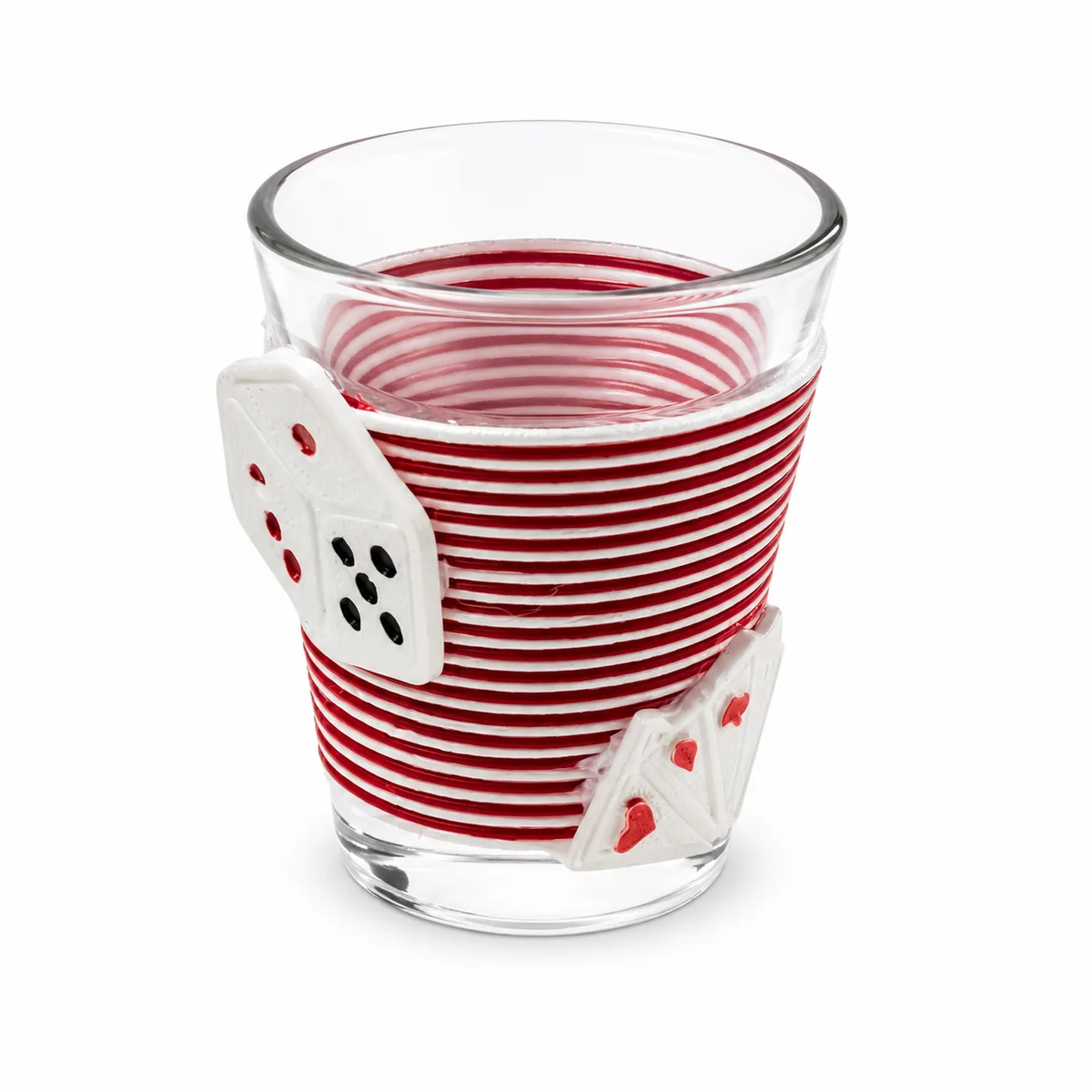 Copo Shot Camisa Malandro, Dados e Baralho