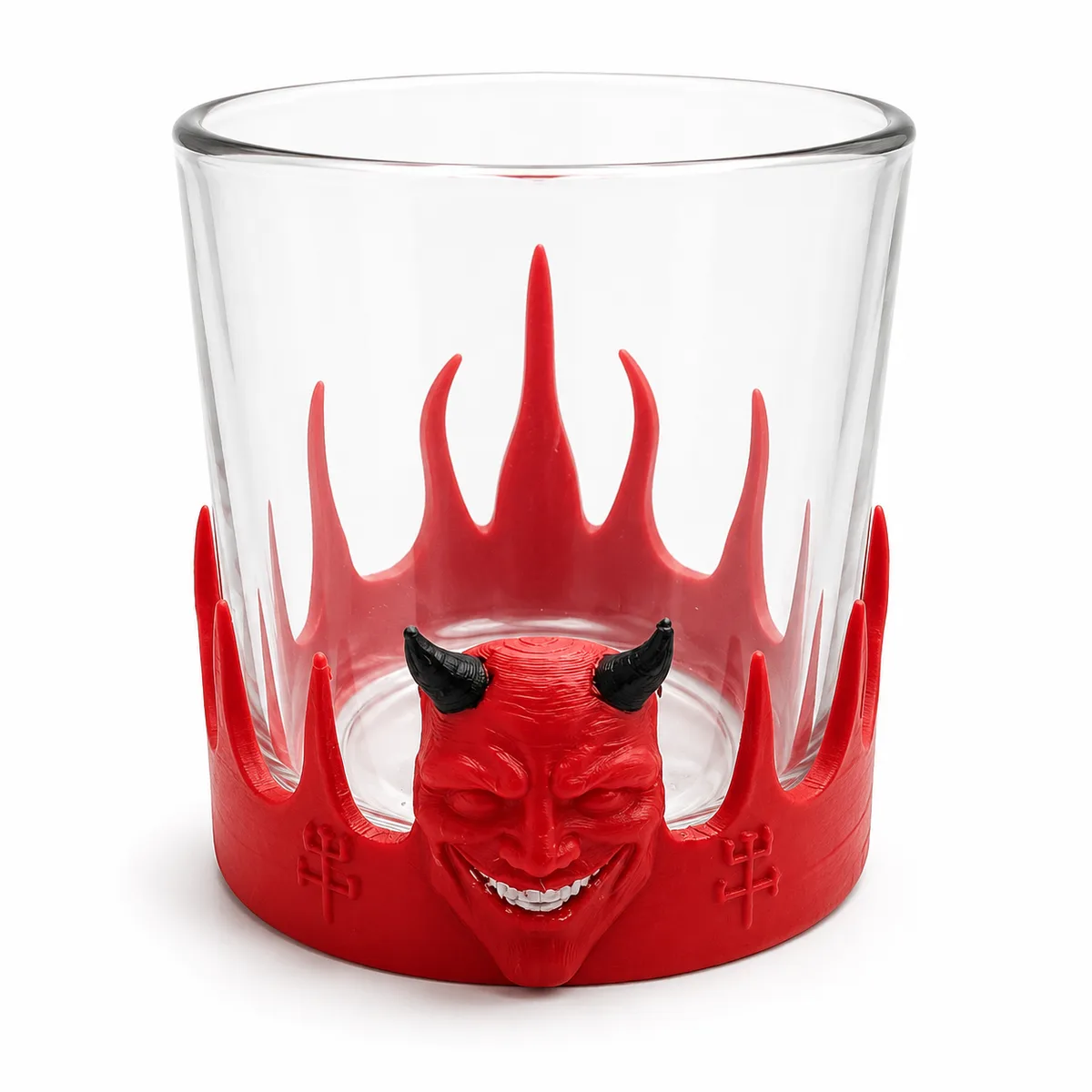 Copo Whisky Exu e Adornos, Diabo Vermelho com Chifres Pretos