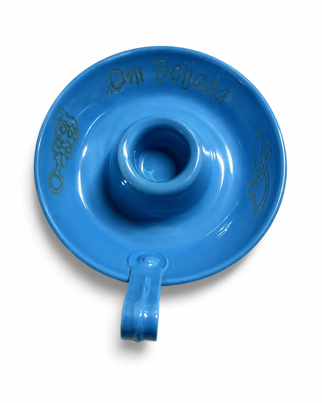 Suporte porta vela palito azul para 1 vela - Oni Beijada
