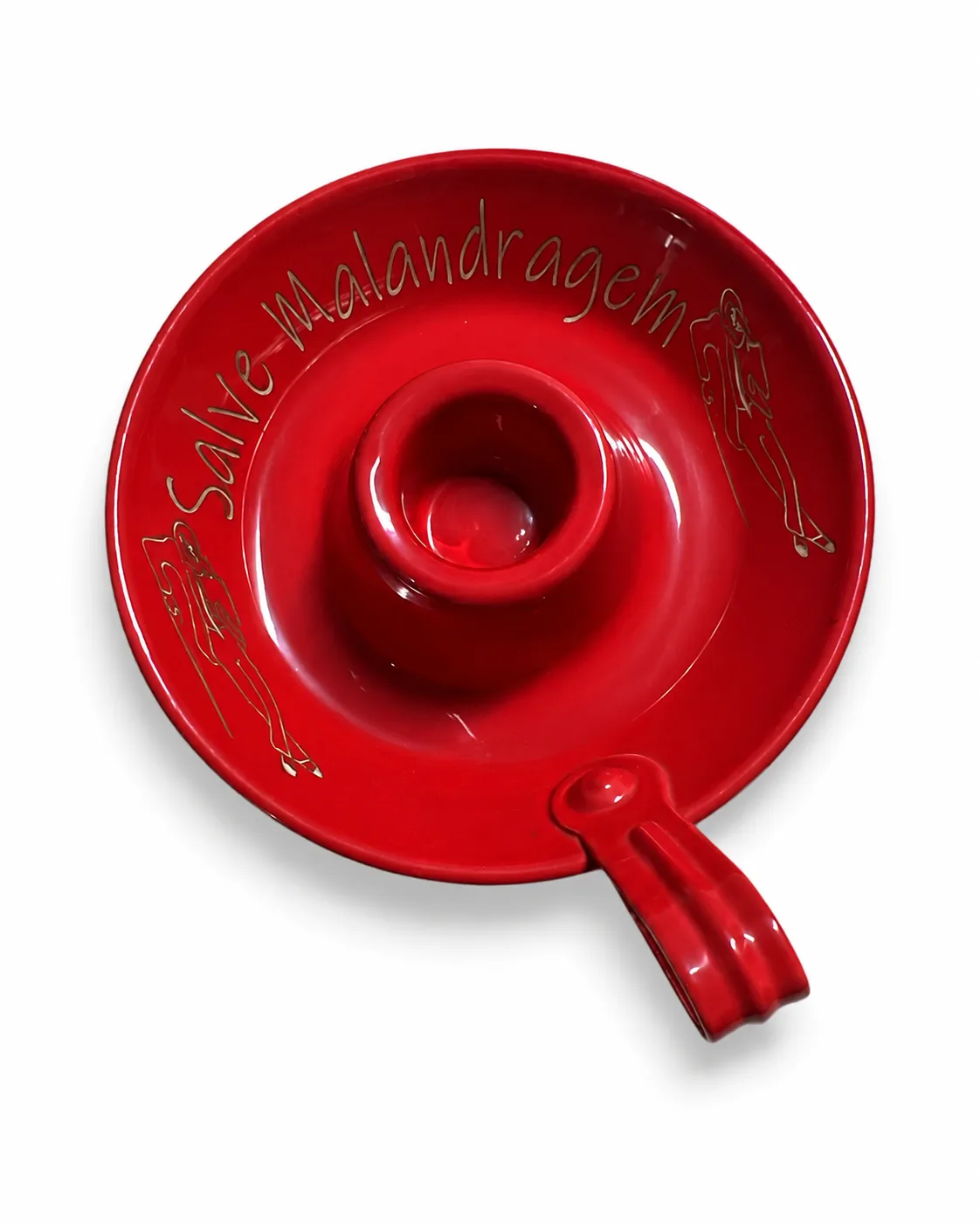 Suporte porta vela palito vermelho para 1 vela - Salve a Malandragem