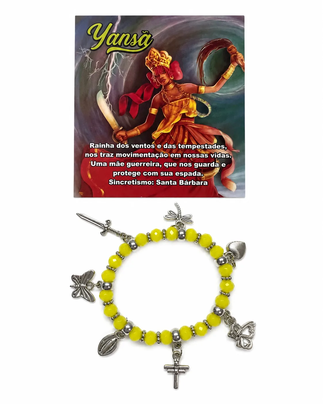 Pulseira de Iansã - Cristal amarelo com sete pingentes
