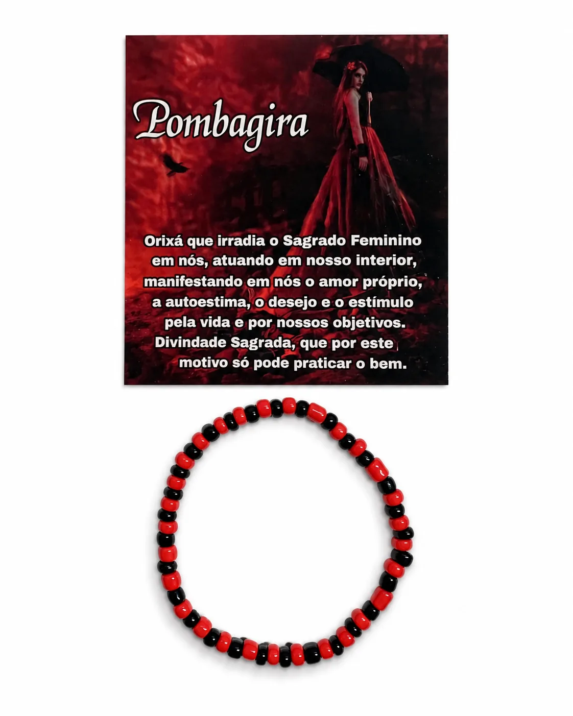 Pulseira Pomba Gira - Missanga vermelha e preta