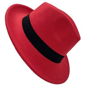 Chapéu Feltro Vermelho com Faixa Preta