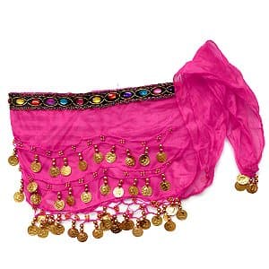 Lenço Cigano Rosa Pink com Moedas Douradas