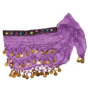 Lenço Cigano Roxo com Moedas Douradas